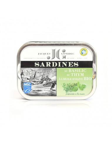 Sardines au basilic et au thym à l'huile d'olive BIO