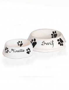 Gamelle petit modèle "Chiens et Chats" personnalisée prénom 2