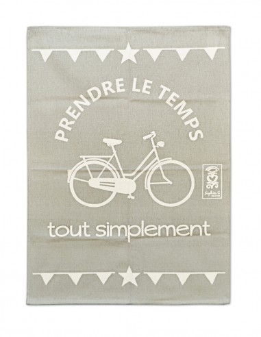 Torchon beige "Prendre le temps tout simplement"