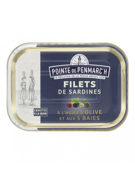 Filets de sardines à l'huile d'olive et aux 5 baies 100g