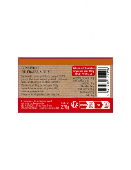 Confiture fraise et yuzu 270g