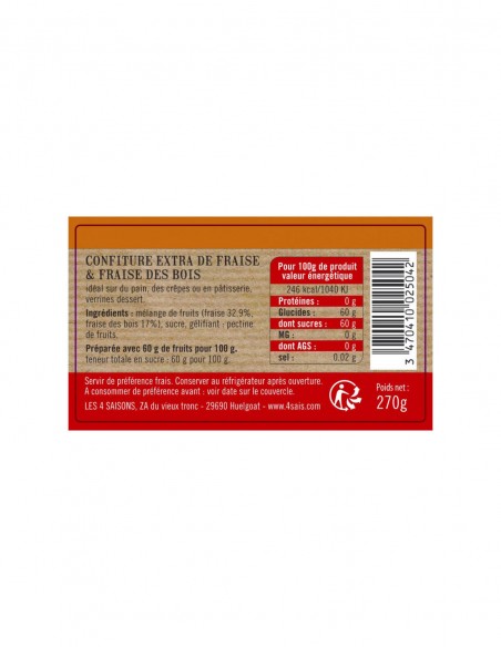 Confiture fraise et fraise des bois 270g