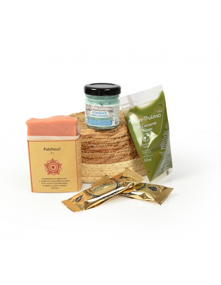 panier bien être matin calme patchouli bains aux algues