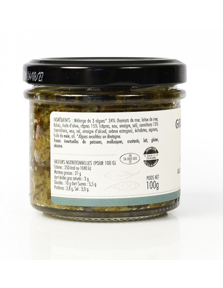 Tartare d'algues aux câpres & cornichons - groix et nature info nutritionelle