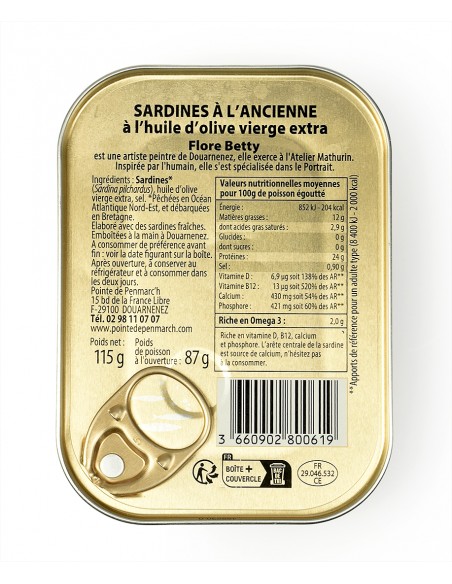 Sardines à l'ancienne à l'huile d'olive vierge extra – Millésime 2024 (L'Homme à la Pipe) – Pointe de Penmarc'h