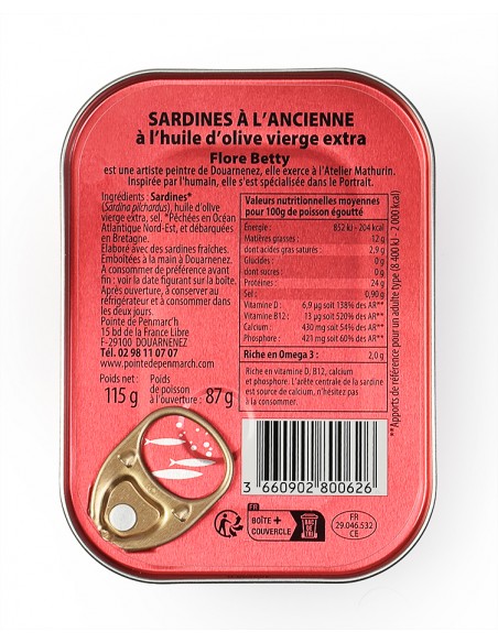 Sardines à l'ancienne à l'huile d'olive vierge extra – Millésime 2024 (Femme à la Coiffe) – Pointe de Penmarc'h