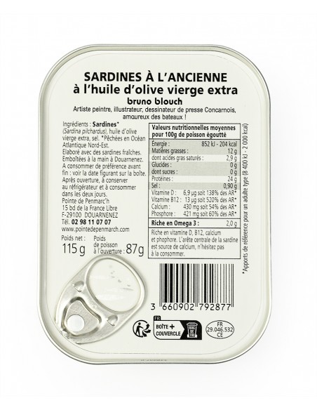 Sardines à l'ancienne à l'huile d'olive vierge extra – Millésime 2022 (Le Bateau) – Pointe de Penmarc'h